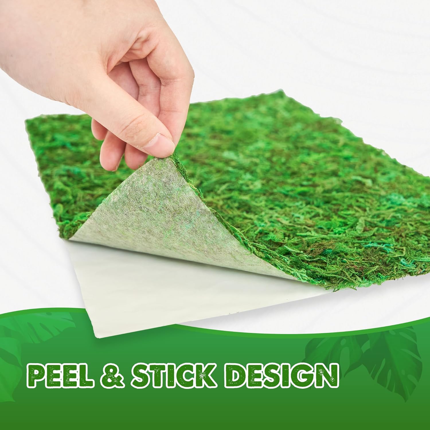 DUSPRO 13x9.5 Inches Moss Mat 2Pcs, Peel and Stick Moss Sheets for Crafts, Moss Sheets for Planters, Moss for Plants Indoor, Adhesive Moss Sheets for Crafts, Sticky Moss for Fairy Garden