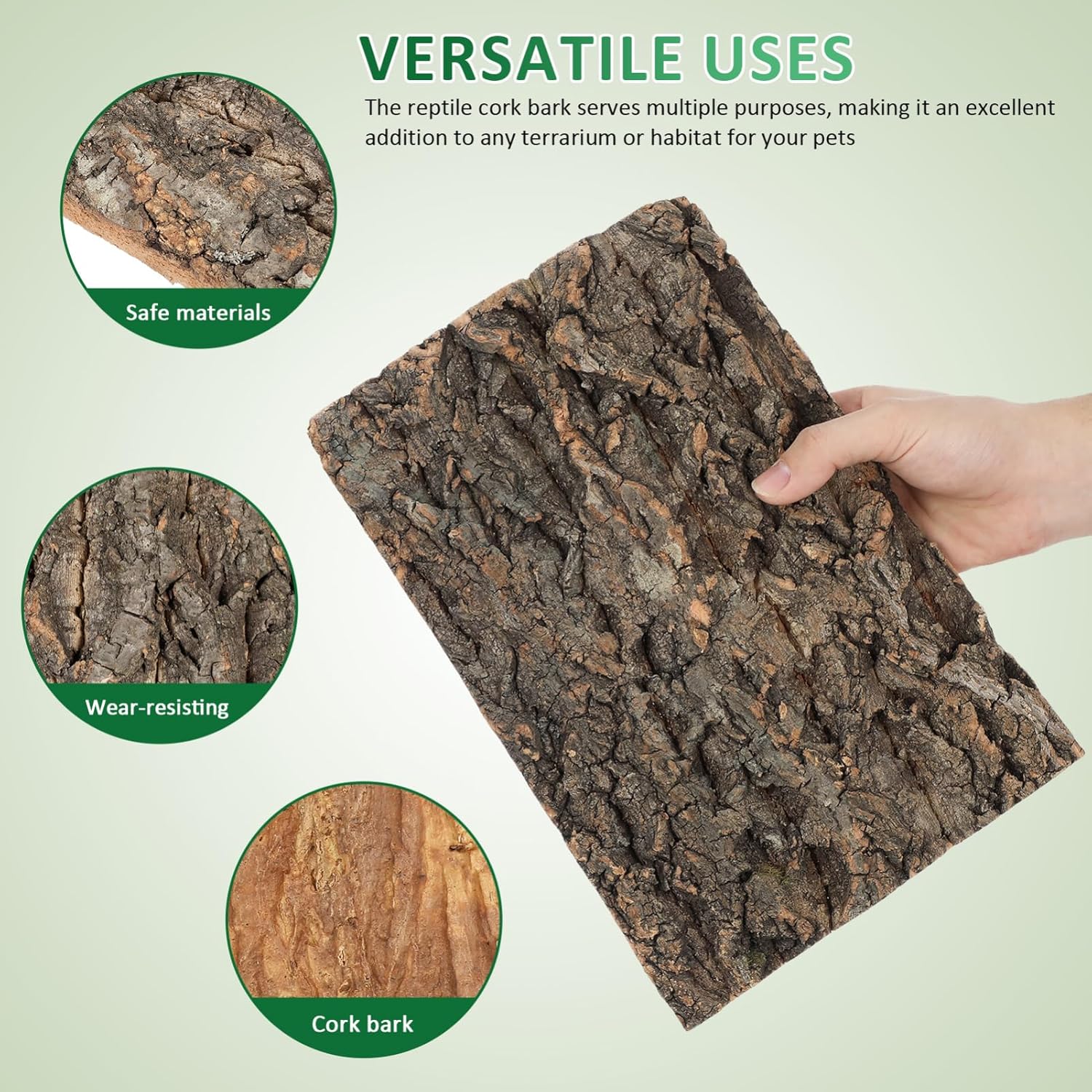 Kisangel 2Pcs Cork Bark Reptile Terrarium, 3D Natural Bark Backdrop - Background Climbing Mat for Lizard, Turtle, Gecko, Bearded Dragon