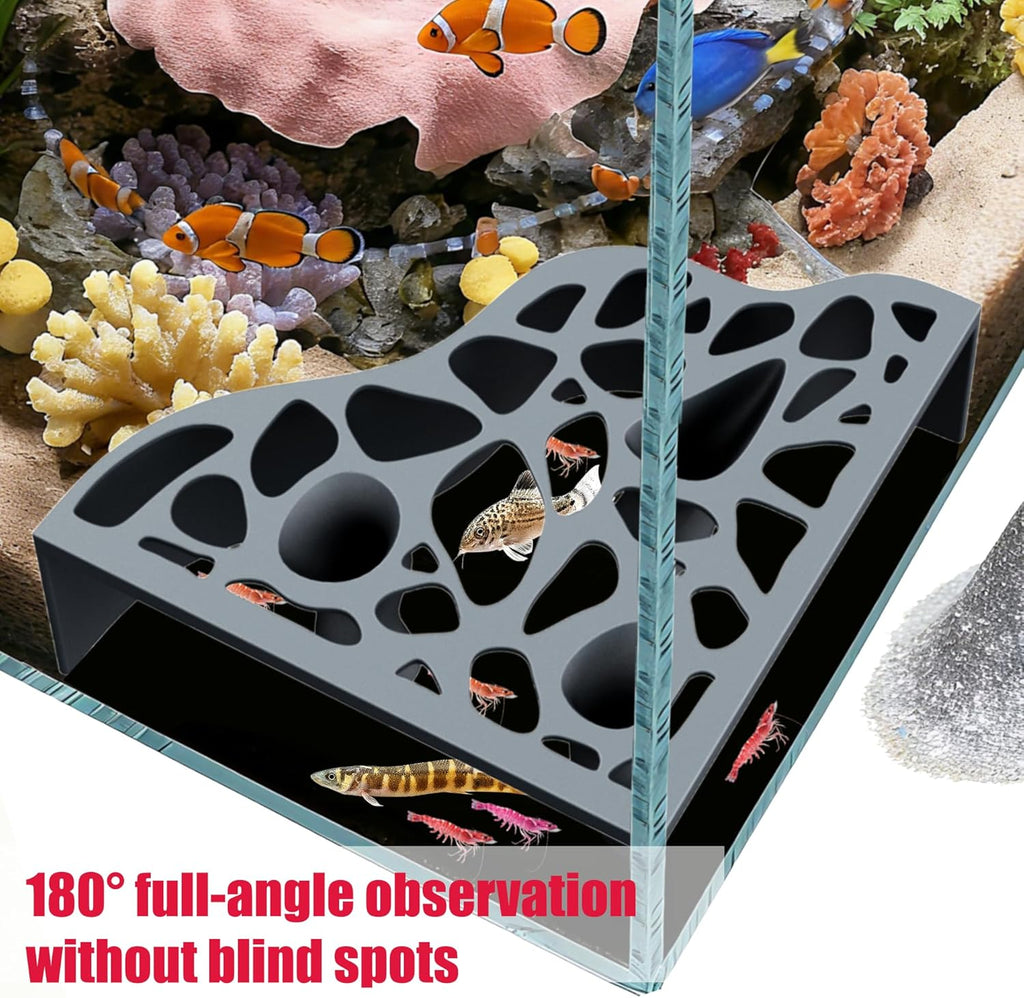 Naturally Curved Aquarium Underground Tunne lCave | Multi-sized Hole Fish Tank Decor Hideaway | Aquarium Decor with Submerged Base and Viewing Window Suitable for Betta fish,Catfish,Loach,Shrimp（1PCS)
