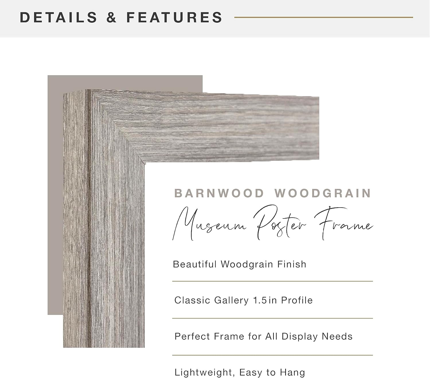 MCS Museum Poster Frame 20x28 Barnwood, Vertical & Horizontal Wall Hanging Large Picture Frame for Photos, Posters & Art Prints (1-Pack)