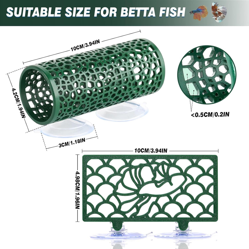 Abizoo Betta Fish Tunnel Hideout and Hammock Bed for Fish Aquarium Decoration, African Dwarf Frog Tank Accessories Hollow Design Habitat Cave for Betta Shrimp Guppies Neon Tetras Zebra Danios Snails