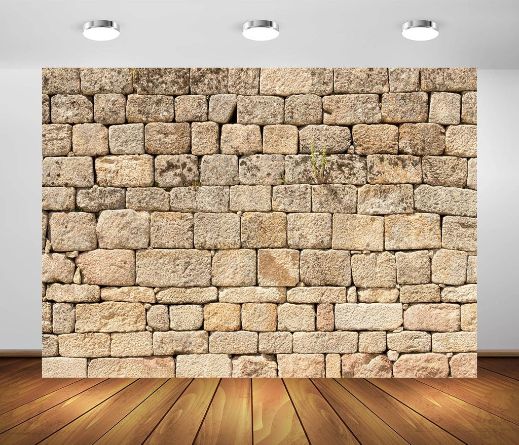 BELECO 9x6ft Fabric Vintage Brick Wall Backdrop for Photography Ancient Rock Wall Textured Brick Stone Background for Party Decorations Studio Booth Photo Props