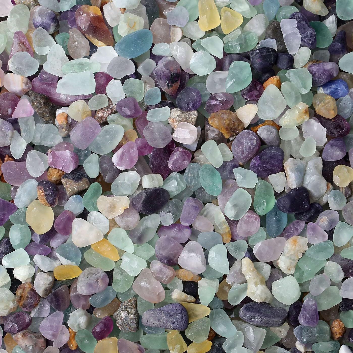 LAIDANLA Fluorite Crushed Stone Crystal Chips Bulk Natural Gemstones Healing Reiki Crystals Mini Quartz Vase Filler Aquarium Gravel 0.55lb