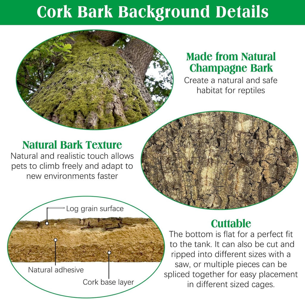 kathson 2PCS Thicker Cork Tile Background Bark 11.8”Lx7.9”Wx0.7”H Reptile Tank Backgroun Terrarium Background Natural Reptile Climbing Mat for Spider Gecko Lizard Chameleon Bearded Dragon Turtle Snake
