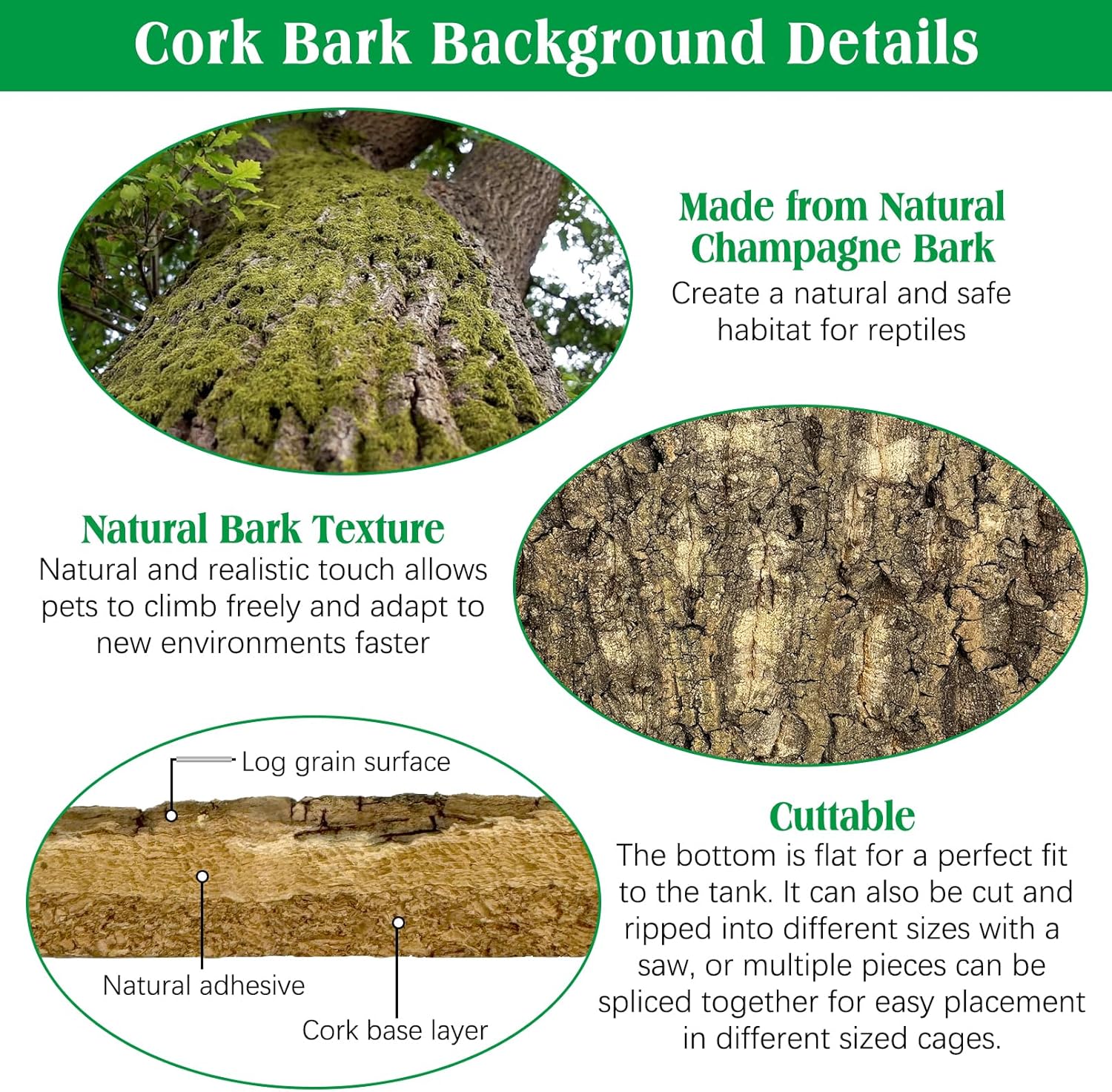kathson 2PCS Thicker Cork Tile Background Bark 11.8”Lx7.9”Wx0.7”H Reptile Tank Backgroun Terrarium Background Natural Reptile Climbing Mat for Spider Gecko Lizard Chameleon Bearded Dragon Turtle Snake