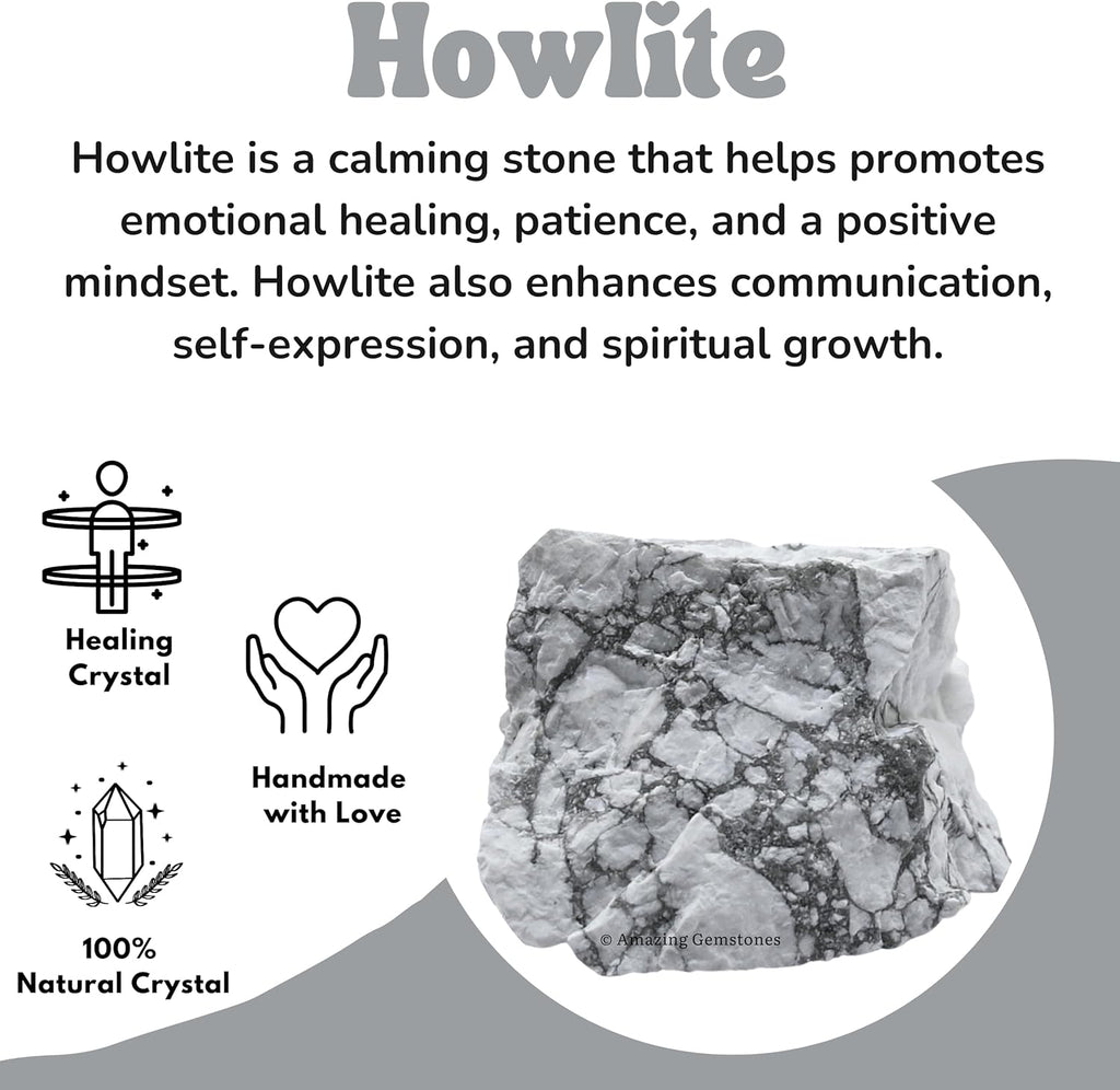Amazing Gemstone 2 Pieces Howlite Raw Crystals and Healing Stones, Natural Rocks for Tumbling and DIY Raw Stones and Crystals