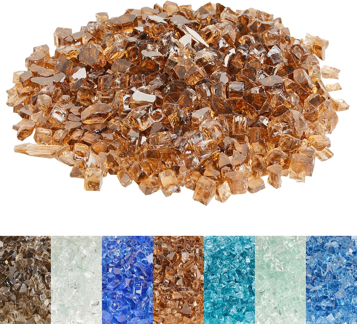 Skyflame High Luster 10-Pound Regular Fire Glass for Fire Pit Fireplace Garden Landscaping Copper 1/2" Size