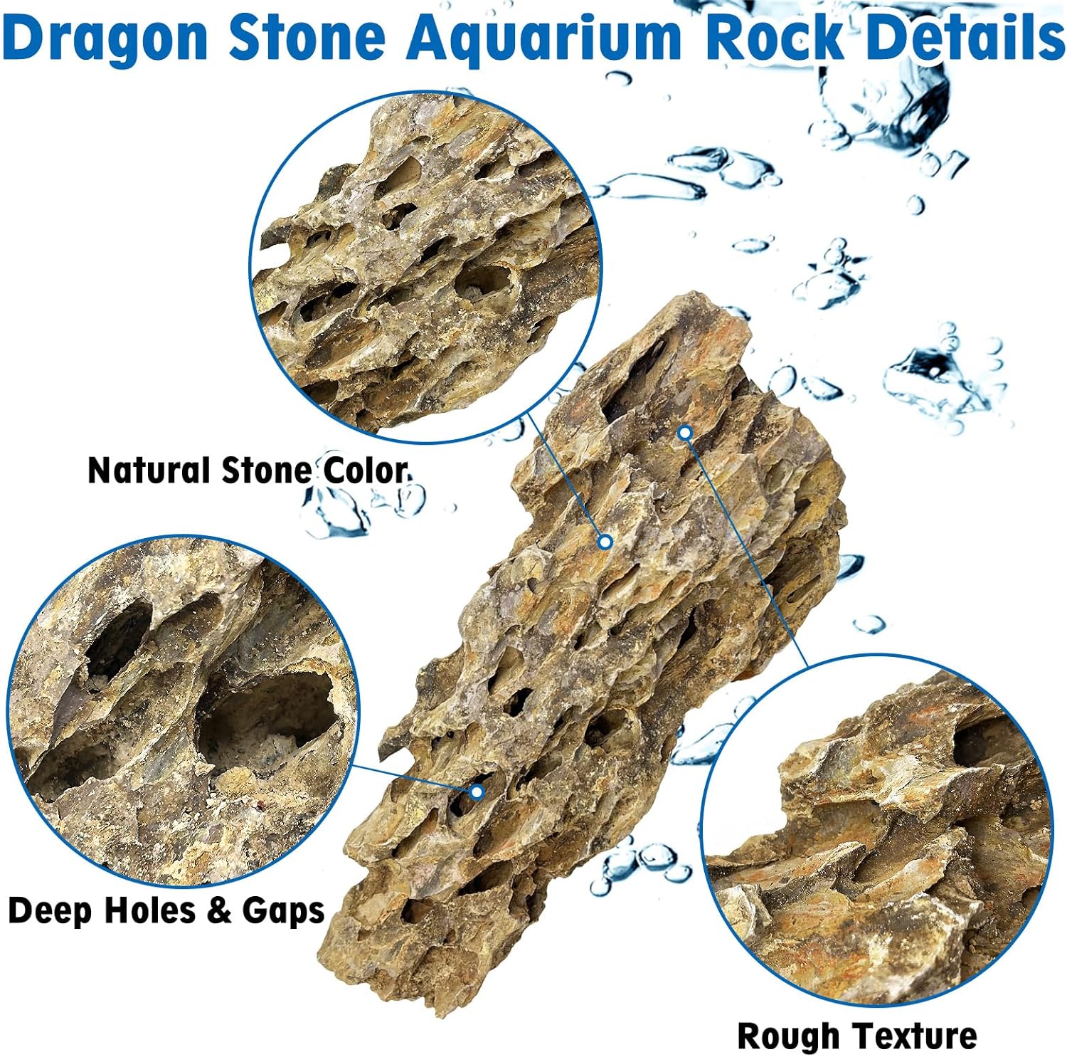 Hamiledyi 10 PCS Natural Aquarium Rocks 2" to 5" Dragon Stone Aquarium Decor Rocks Aquascape Rocks Landscaping Model for Fish Tank Terrariums Vivariums
