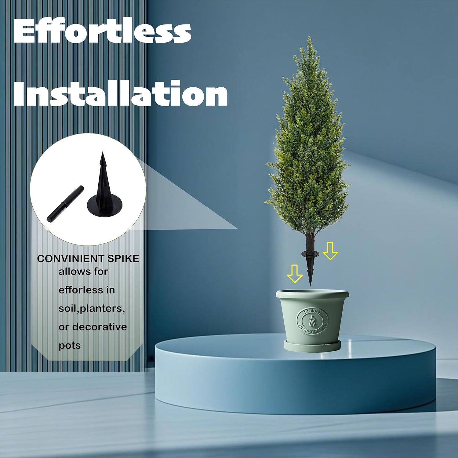 3FT Artificial Cedar Topiary Trees with Ground Spike, Set of 2 Faux Cypress Plants UV Resistant Artificial Pine Shrubs Fake Bushes for Outdoor Indoor Front Porch Garden