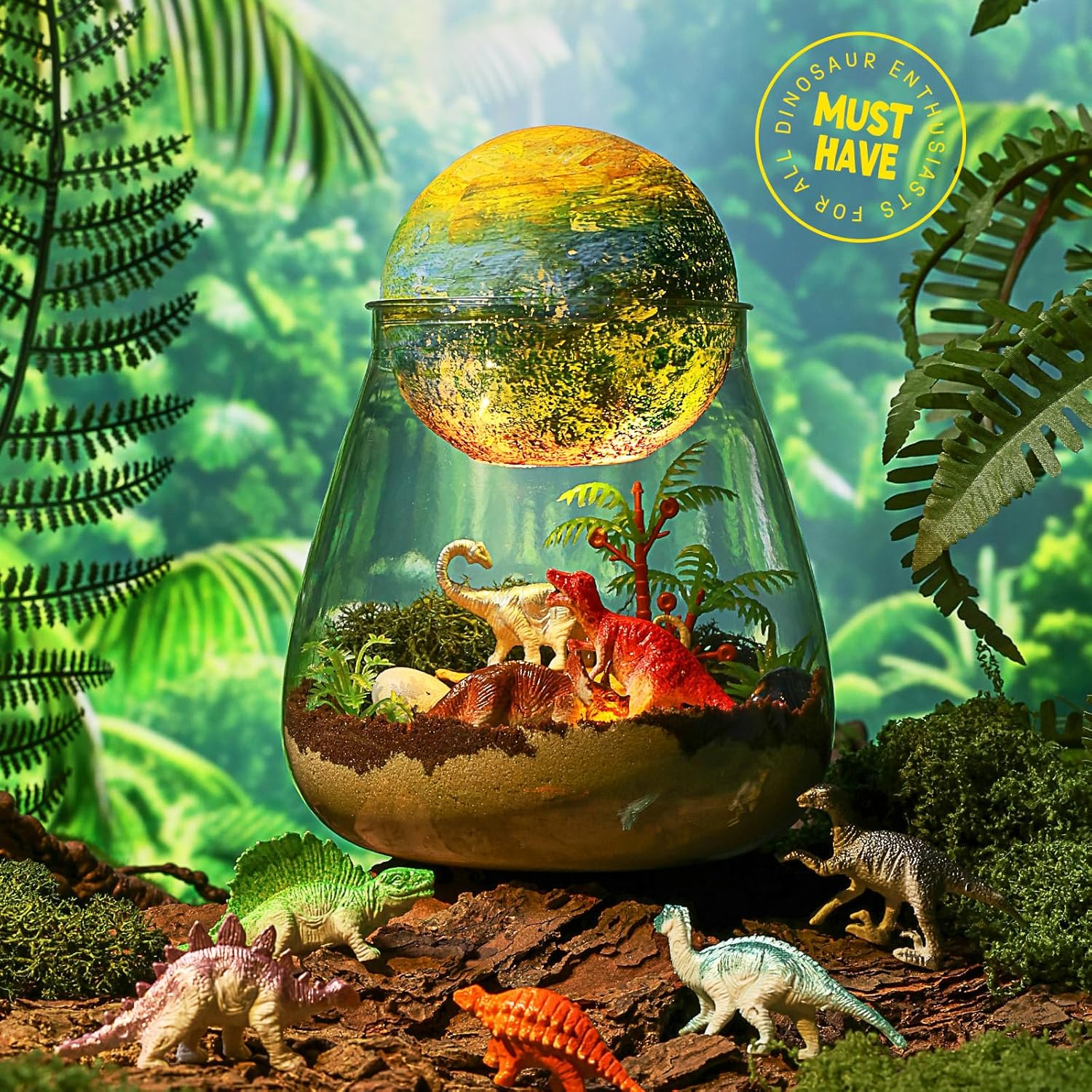 Dinosaur Terrarium Kit for Kids - Dino Kid Crafts with DIY Moon Lamp Kit - Birthday Gift for Boys Ages 4 5 6 7 8-12 Year Old - Arts and Crafts for Boy and Kids - Gifts for Boys
