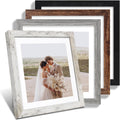 12x12 Picture Frame Set of 4, Made of Made of Glass and Multicolour Wooden Frame, 12 by 12 Photo for Wall or Tabletop - Display Picture 10x10 with Mat or 12x12 Without Mat