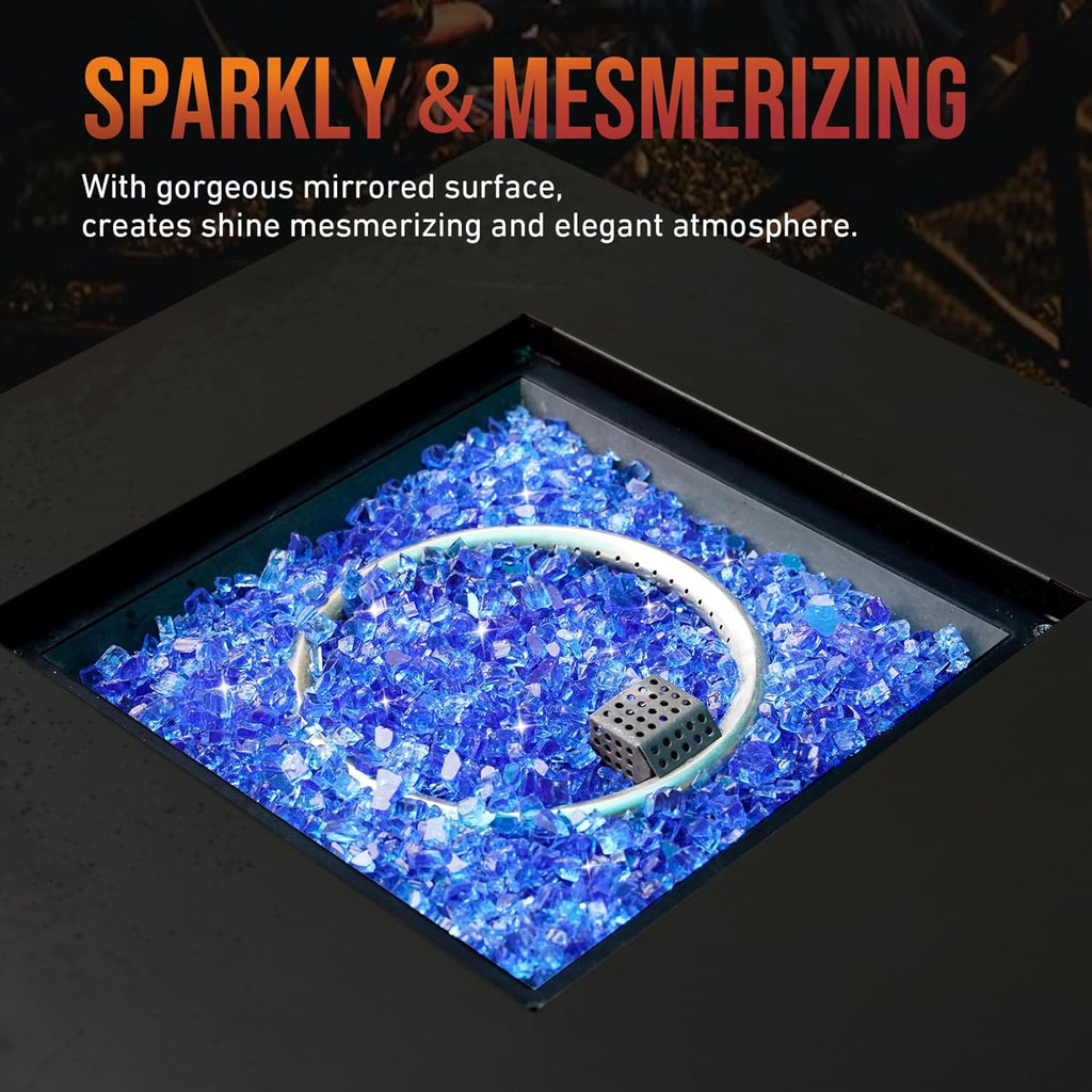 Skyflame High Luster 10-Pound Regular Fire Glass for Fire Pit Fireplace Garden Landscaping Cobalt Blue 1/2" Size