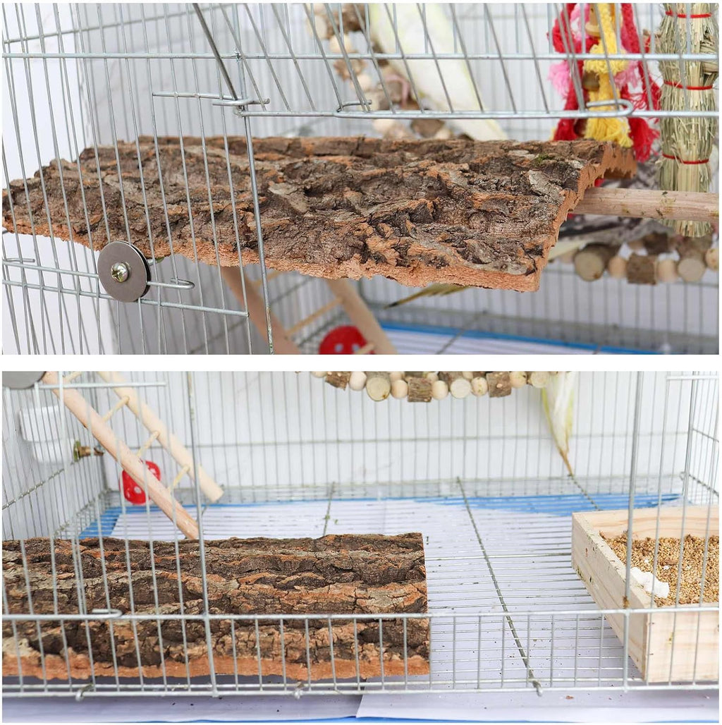 2 Pack 16 x 12 Inch 100% Natural Cork Perch, Bird Cork Seat Boards, Birdcage Bark Decor Accessories for Birds Parakeets Budgie Parrot Cockatiel Hamster Guinea Pig Rat