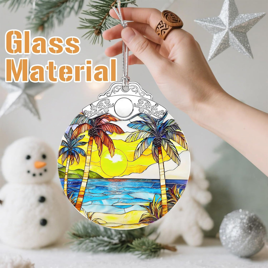 Christmas Ornaments, Christmas Decorations for Tree, Keepsake Ornaments, Holiday Ornament, Holiday & Xmas Gifts, Gifts for Beach Lovers & Travel Lovers - Beach Sunset-Theme