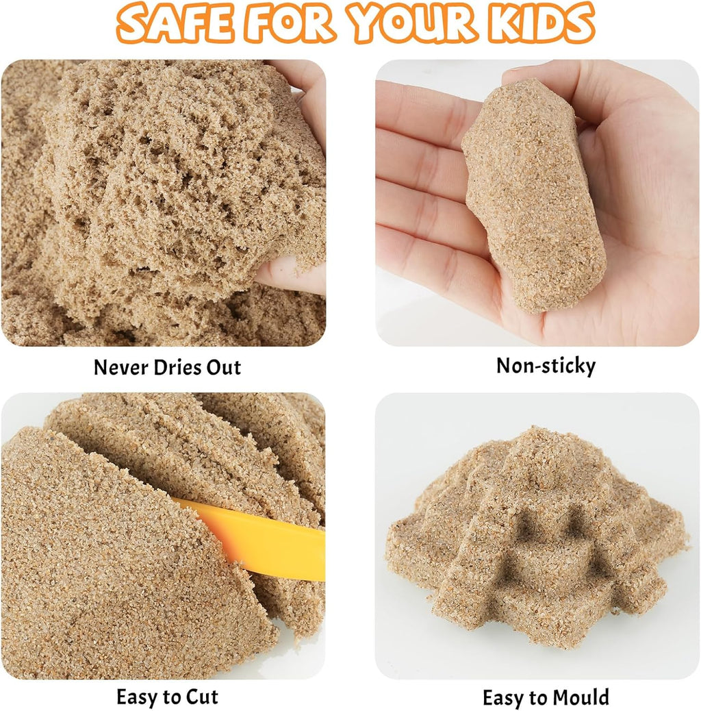 NiToy FlexiSand 11 lbs Moldable Self-Sticking Sand, Never Dries Out Fun for 3 Years and Up Kids Bulk Refill for Sensory Sand Box Toys, Ideal for Shaping, Squeezing, Scooping and Rolling (Dark Yellow)