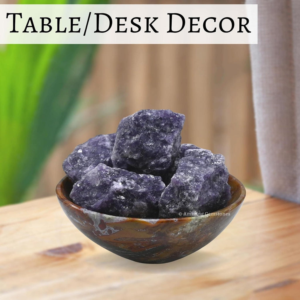 Amazing Gemstone 2 Pieces Lepidolite Raw Crystals and Healing Stones, Natural Rocks for Tumbling and DIY Raw Stones and Crystals