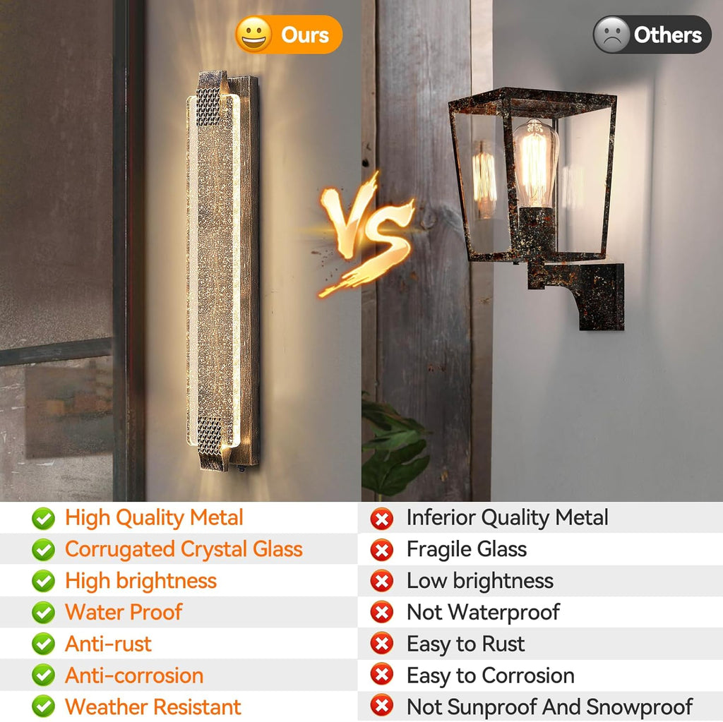 camuucci Dusk to Dawn Outdoor Light, 31.1 Inch LED Porch Lights Outdoor Waterproof Modern Outside Sconce Wall Mount for Doorway Hallway Porch Patio Yard Doorway Bronze