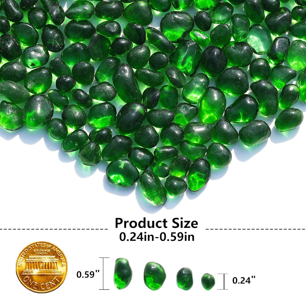 Sea Glass Stones - Green Clear Glass Pebbles Gemstones - Perfect for Aquarium Rocks, Fish Tank Gravel, Vase Fillers, DIY Crafts, and Home Decor (0.9LB/14oz)
