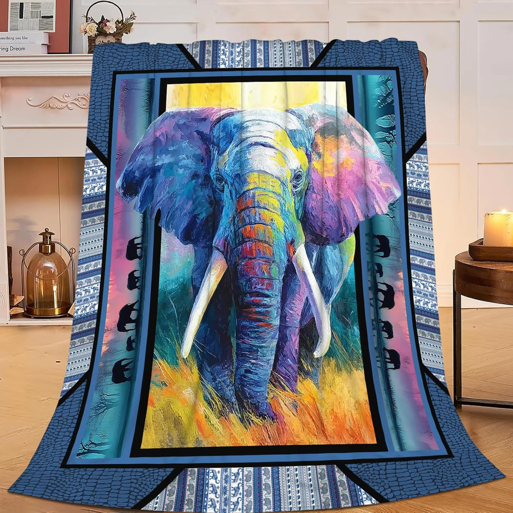 Elephant Throw Blanket Elephant Stuff Gifts for Kids Girls Boys Adults Women Men Soft Cozy Warm Plush Fluffy Fuzzy Fleece Blanket Decor 40''X50''