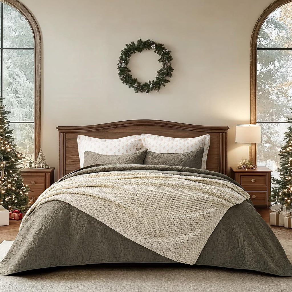 EVERGRACEHOME Chunky Chenille Knit Throw Blanket for Couch, Soft Luxurious Moss Stitch Blankets for Bed, Cozy Decorative Farmhouse Knitted Throws for Sofa, Beige, 50" x 60"