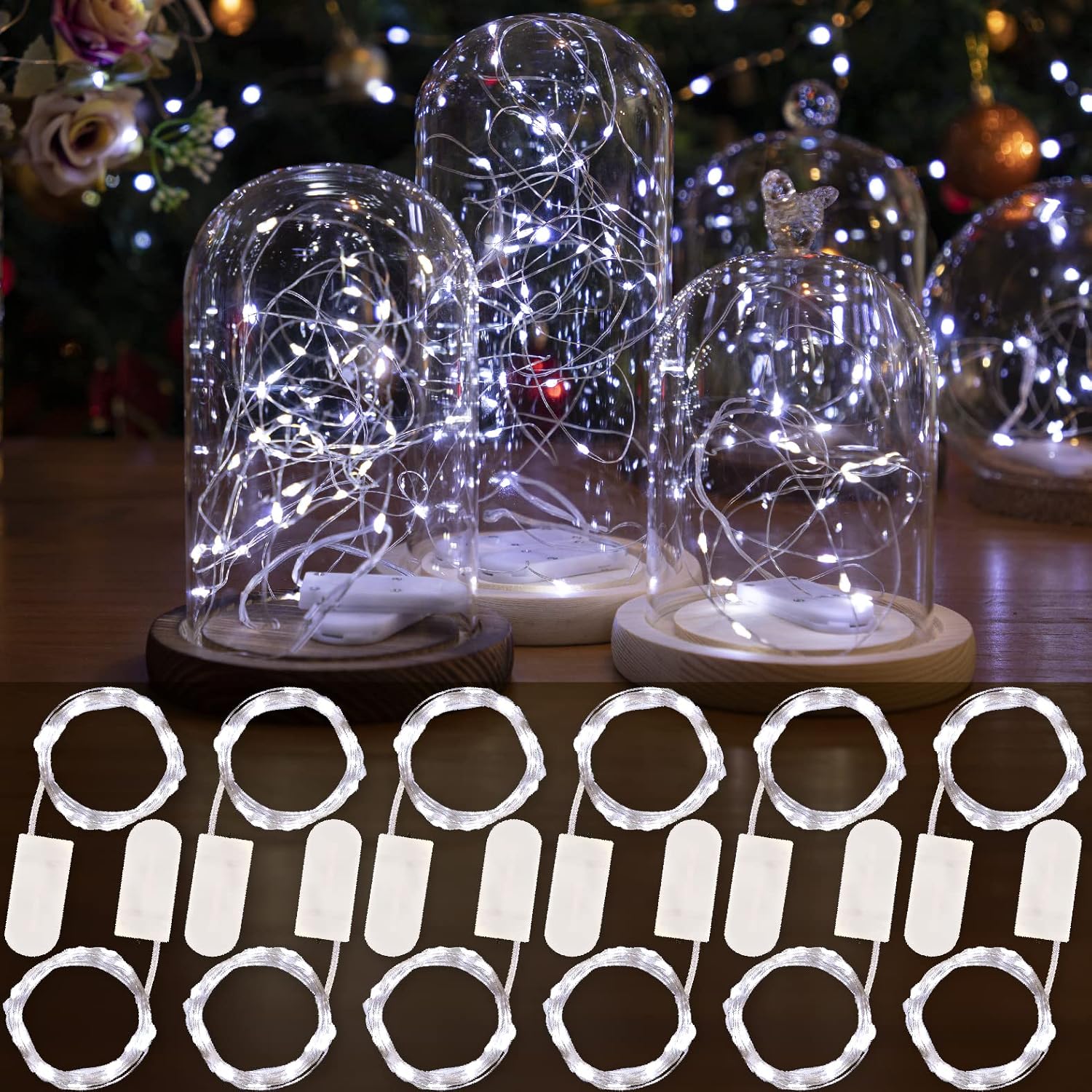 HXWEIYE 12 Pack LED White Fairy Lights Battery Operated, 7ft 20LED Mini Fairy String Lights Mason Jar Lights, Waterproof Firefly Starry Lights for DIY Wedding Party Bedroom Patio Christmas Décor