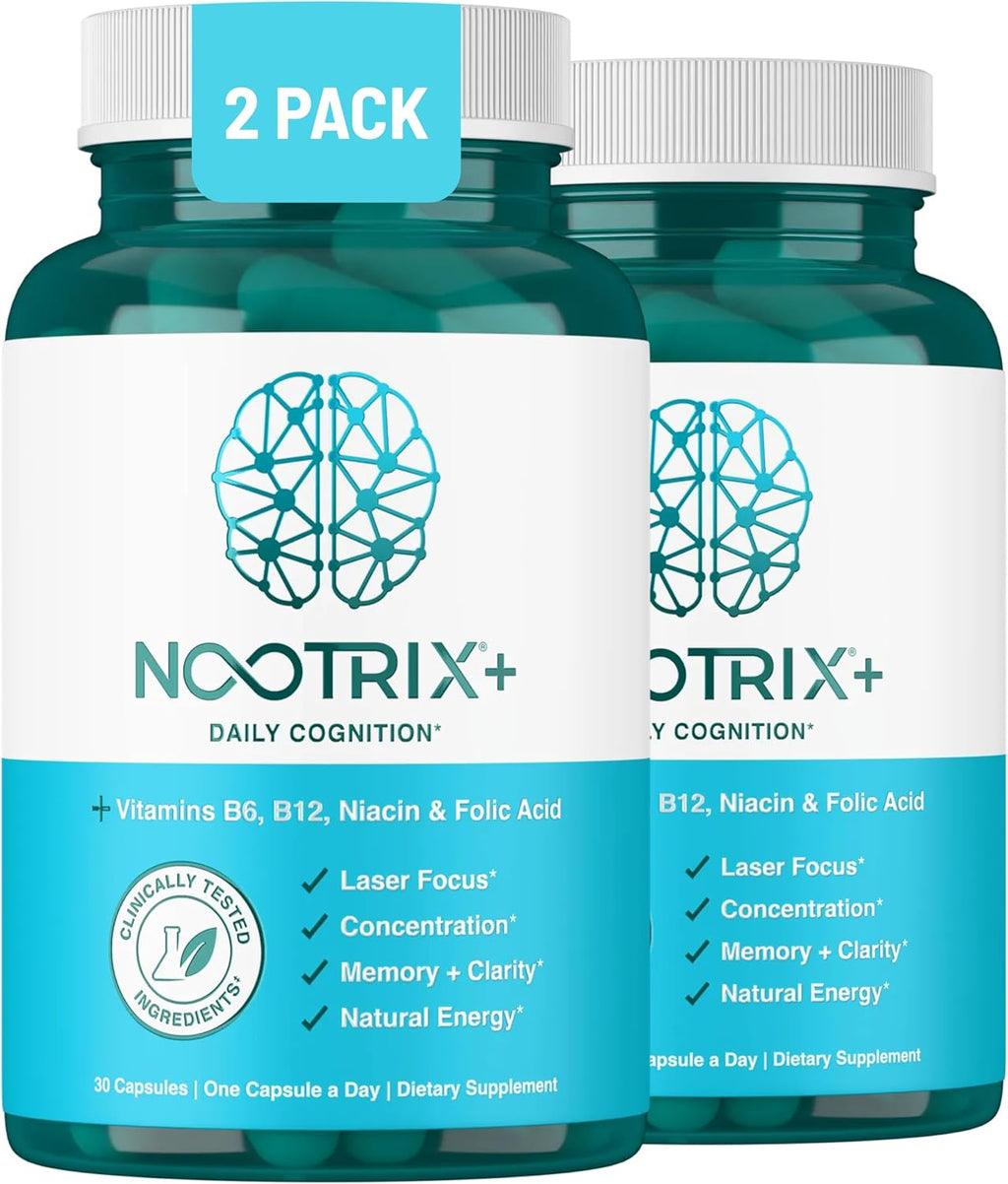 Nootrix Brain Plus Nootropic Supplement | Supports Memory, Mental Focus, Cognitive Health & Energy | Promotes Healthy Mood & Brain Function | Vitamin B1, Vitamin B6 & Vitamin B12 | 60 Capsules