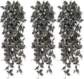 TOCHGREEN 3pcs Artificial Hanging Plants-3.6ft Fake Ivy Vine Purple Fake Ivy Leaves Faux Hanging Scindapsus Vine for Wall House Room Party Garden Indoor Outdoor Decoration