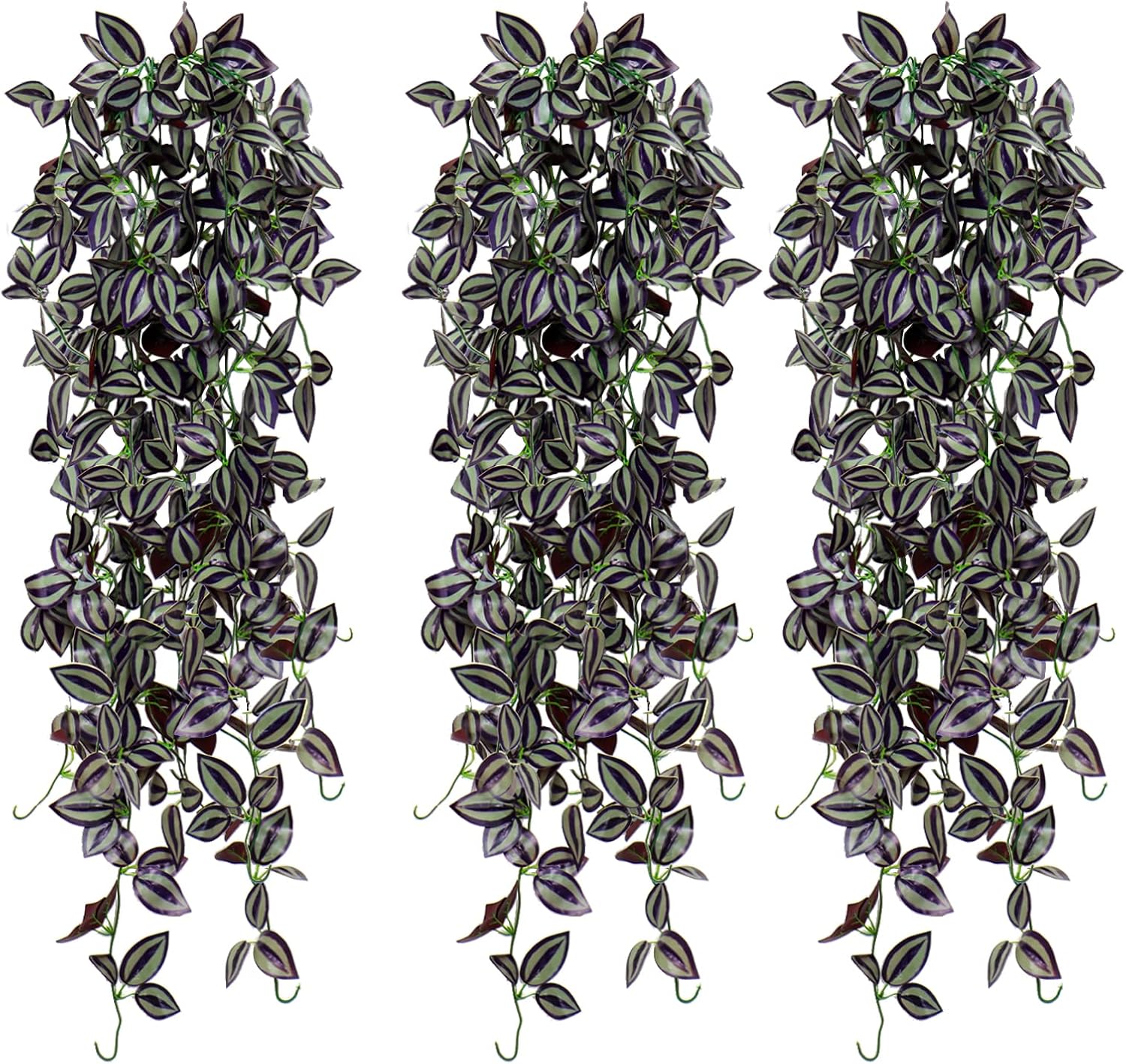 TOCHGREEN 3pcs Artificial Hanging Plants-3.6ft Fake Ivy Vine Purple Fake Ivy Leaves Faux Hanging Scindapsus Vine for Wall House Room Party Garden Indoor Outdoor Decoration