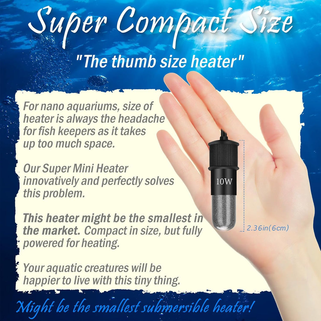 Mini Aquarium Heater 20W Super Small Fish Tank Heater with Digital Display Thermostat, Betta Tank Heater Turtle Heater Small Aquarium Heater for 2-4 Gallon Tanks
