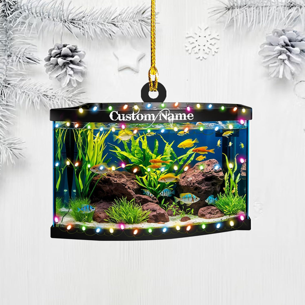 Personalized Aquarium Christmas Ornament, Fish Christmas Ornament, Gift for Fish Lover, Custom Aquarium Christmas Tree Keepsake, Kids First Gift Ideas, Pet Kids Ornament (AFT6)