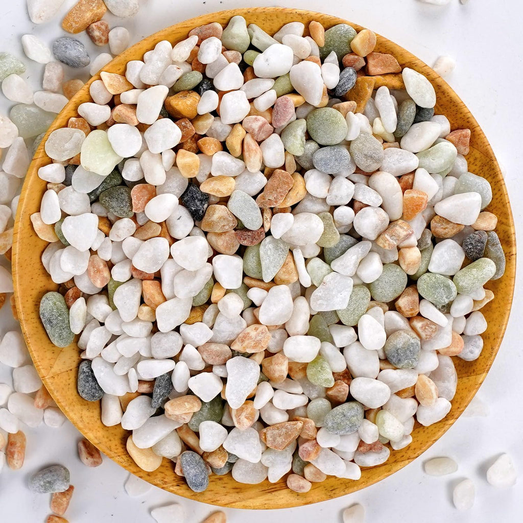 Mixed Color Decorative Rocks Stones Pebbles for Plants Garden Gravel White Rocks with Yellow, Green Pastel Accents Vase Filler Rocks Natural Stone Top Dressing for Potted Plants Succulents 2.2 lbs