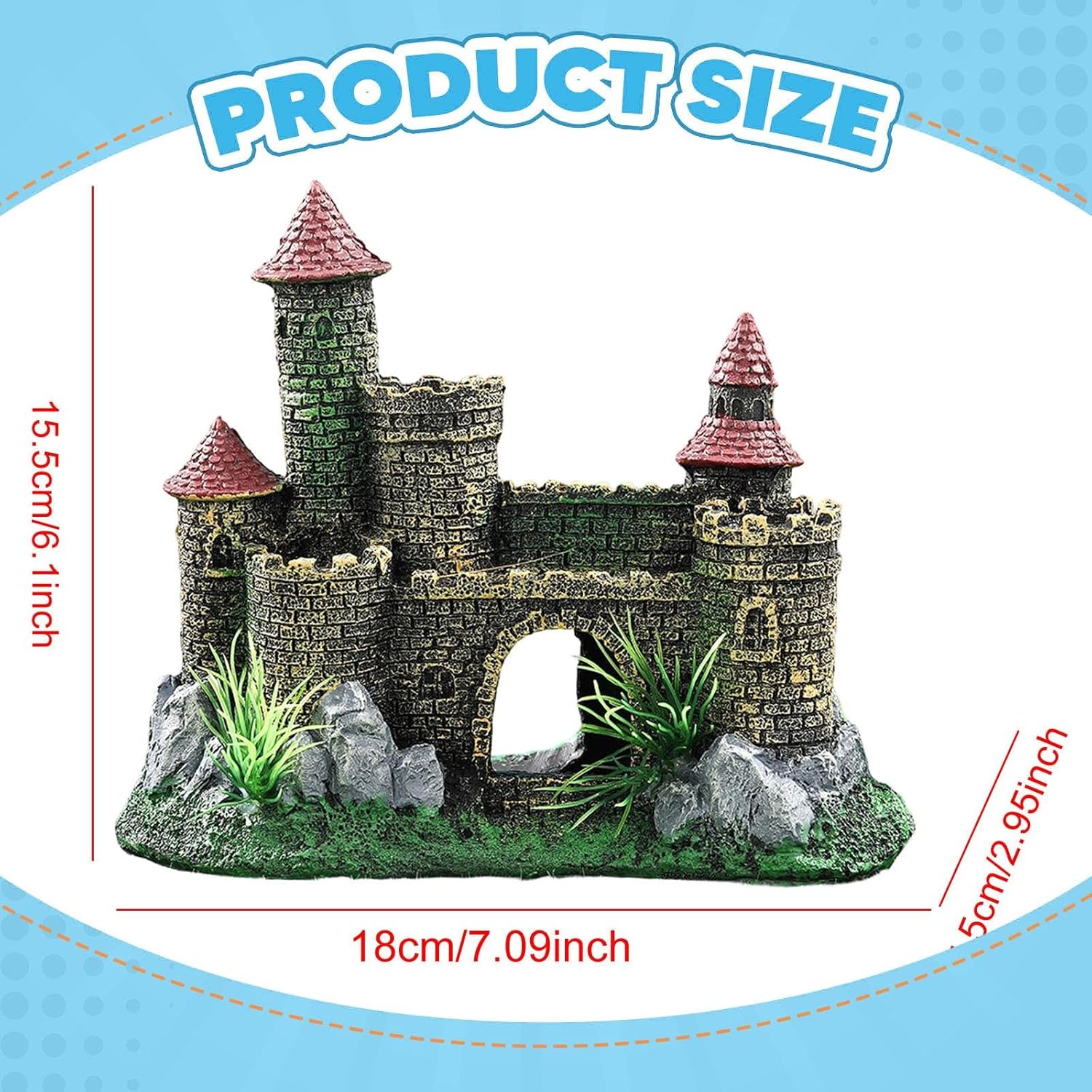 Castle Aquarium Decoration Fish Tank Ornament, Underwater,Aquarium Accessory, Architecture Collection Building Decor Shelter