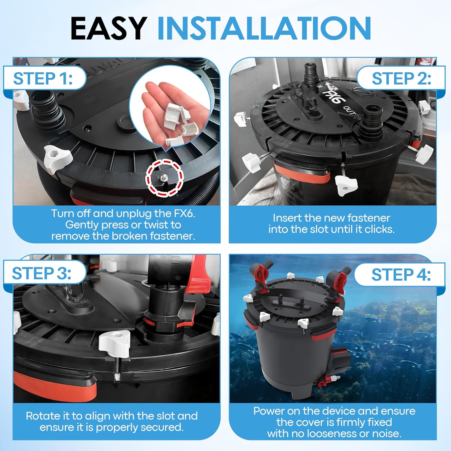 2 Pack Replacement Parts Compatible with Fluval Canister Filters, Lid Fastener Compatible with Fluval FX6 FX5 FX2 FX4, Secure Fit and Long Lasting
