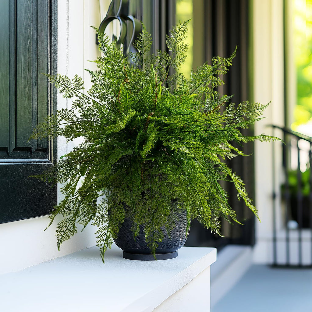 4PCS Lifelike Fake Fern Plants UV Resistant Artificial Boston Ferns for Outdoor Indoor Large Fake Greenery Plants No Wither for Front Porch Garden Window Home Decoration