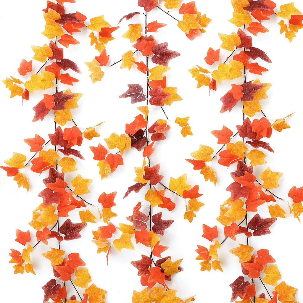 Mizii 3 Strands Artificial Vines Fall Ivy Garland 74" Fake Vine with Silk Leaves Faux Hanging Plants Greenery Decoration for Outdoors Wedding Party Indoor Bedroom Home Wall Room Fall Decor (Fall Ivy)
