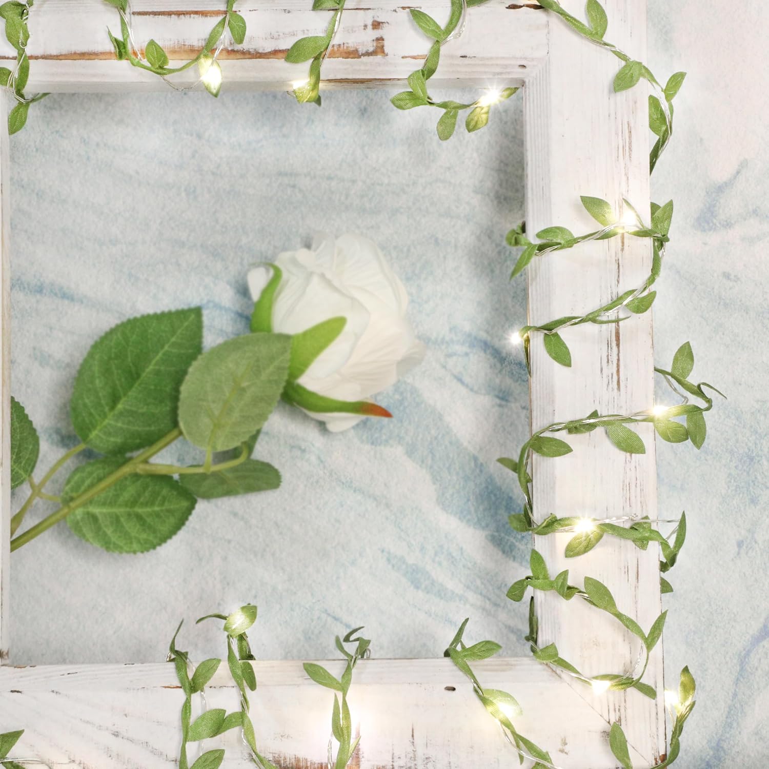 Green Leaves String Lights - 10FT 30LEDs Tiny Artificial Ivy Leaf Vine Battery Operated Fairy Decorative Warm White Light for Indoor Home Garden Wall Party Wedding Holiday Decor