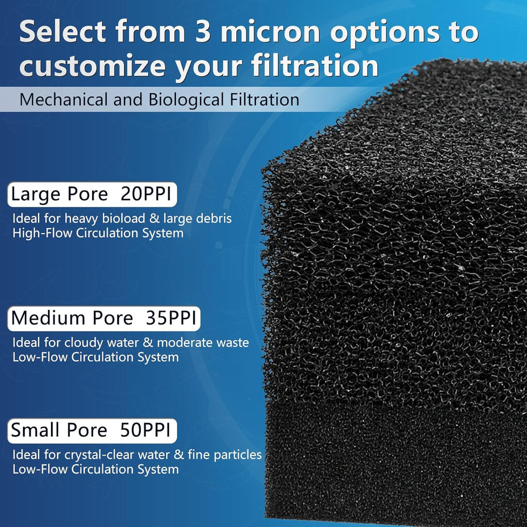 Aquarium Filter Sponge Pad, Filter Media Foam Sponge, Cut-to-Size Foam for Fish Tank (20" x 20" x 1.57", 50PPI)