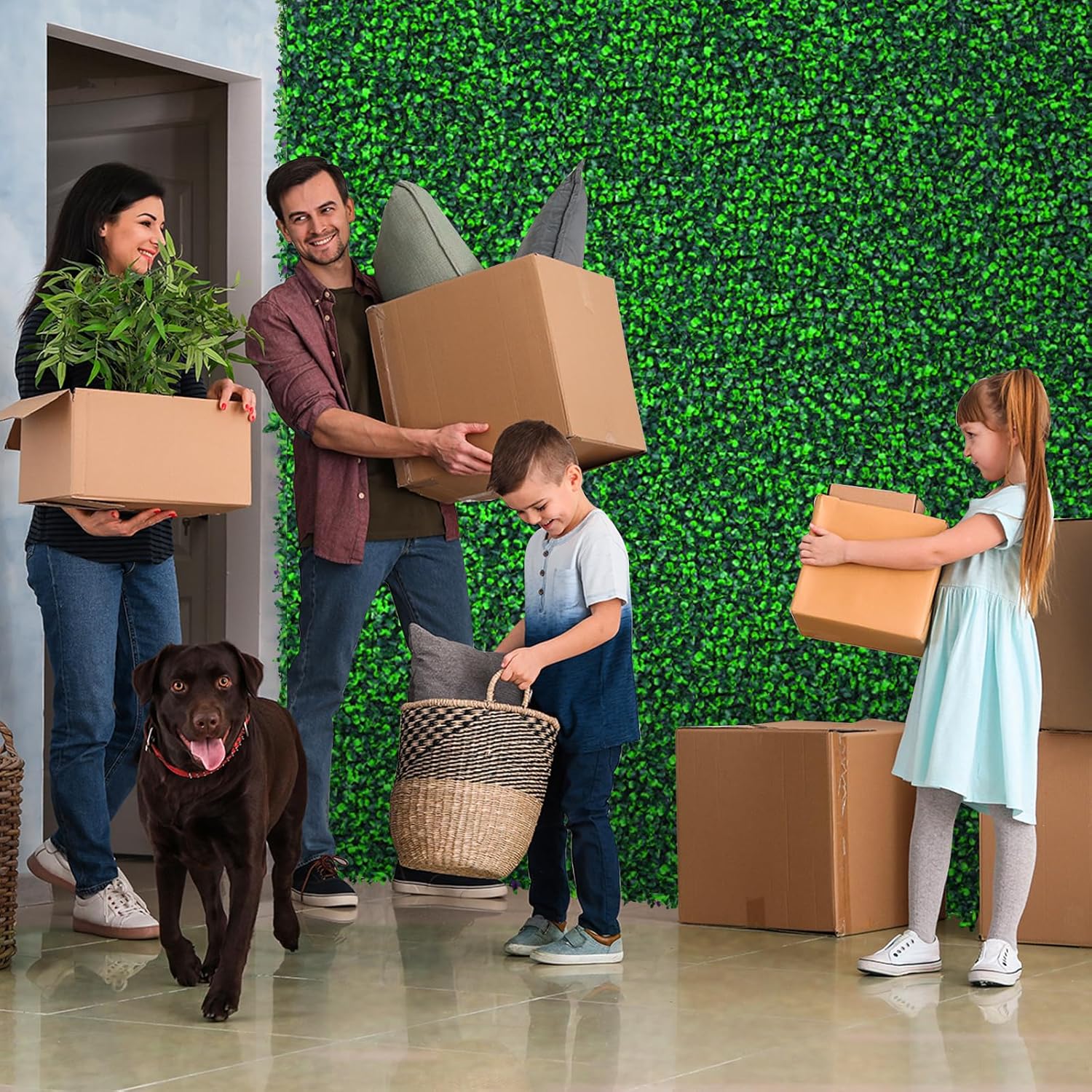 Artificial Boxwood Roll Panels,71"x 126"(62 sq.ft) UV-Anti Faux Ivy Leaves Privacy Fence Screen Grass Wall Roll Panels for Indoor Home Decor and Outdoor Garden Backyard