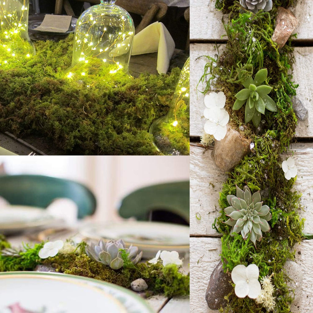 Fake Moss for Centerpieces Decor, Aftificial Green Moss for Plant Crafts Flower, 3.5oz