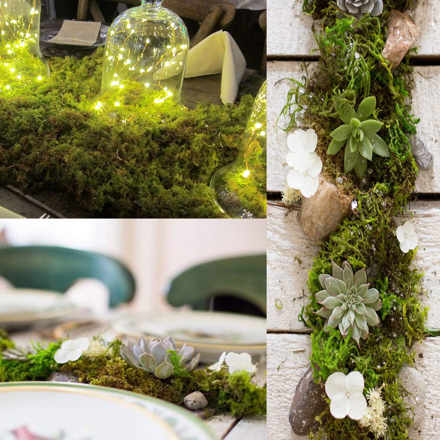 Fake Moss for Centerpieces Decor, Aftificial Green Moss for Plant Crafts Flower, 3.5oz