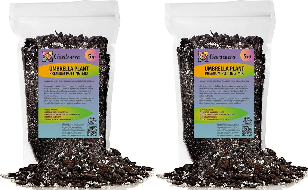 Gardenera Umbrella Plant Premium Potting Mix - 10 Quart - Nourish Your Plants with Nature's Finest Ingredients (2 Bags of 5 Quart)