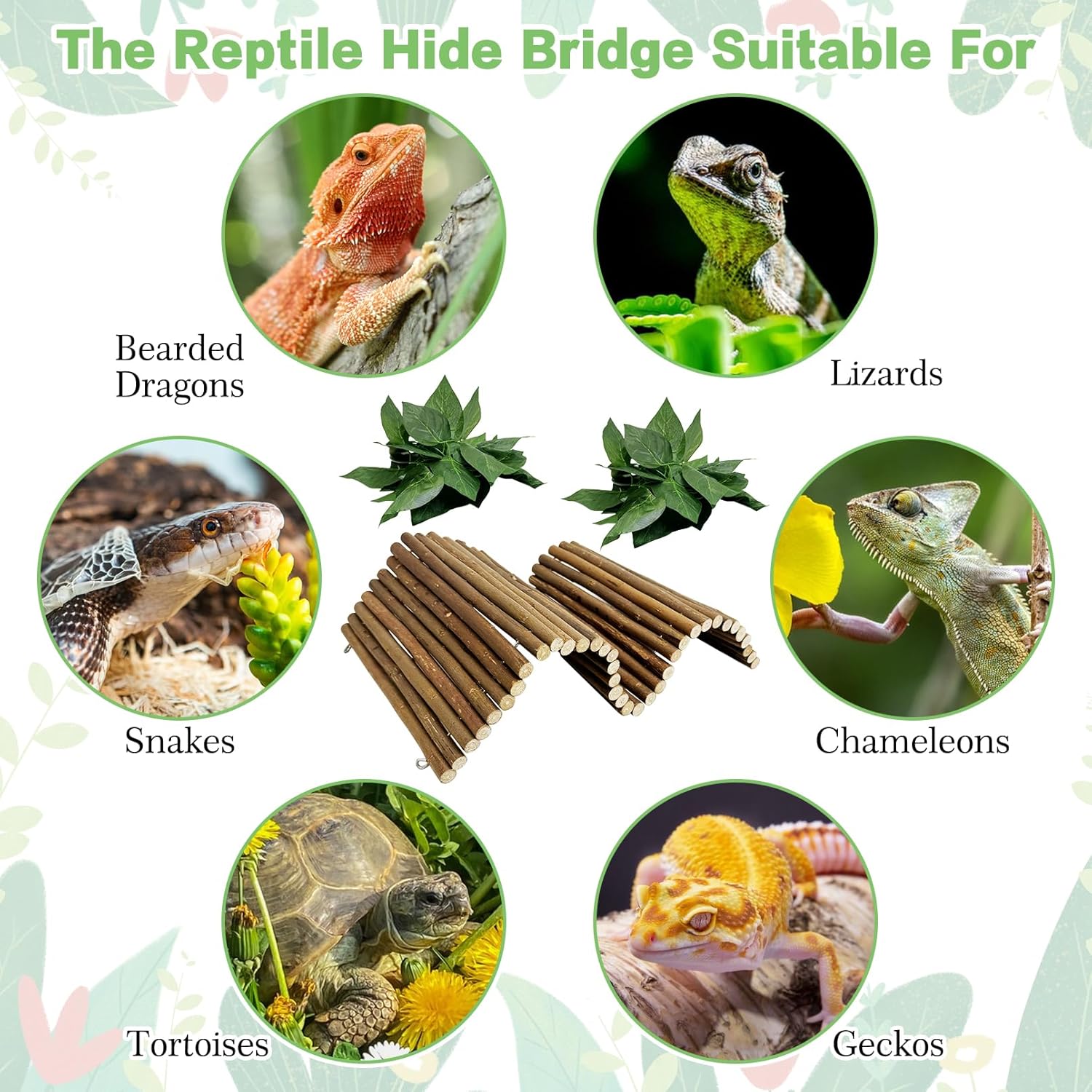 Hamiledyi Bendable Wooden Reptile Hideout Ladder Bridge Hiding Hut Tunnel Toys Climbing Bridge Chew Toy Habitat Accessories for Bearded Dragons Ball Python Guinea Pigs Rabbits(19.7 x 9 in)