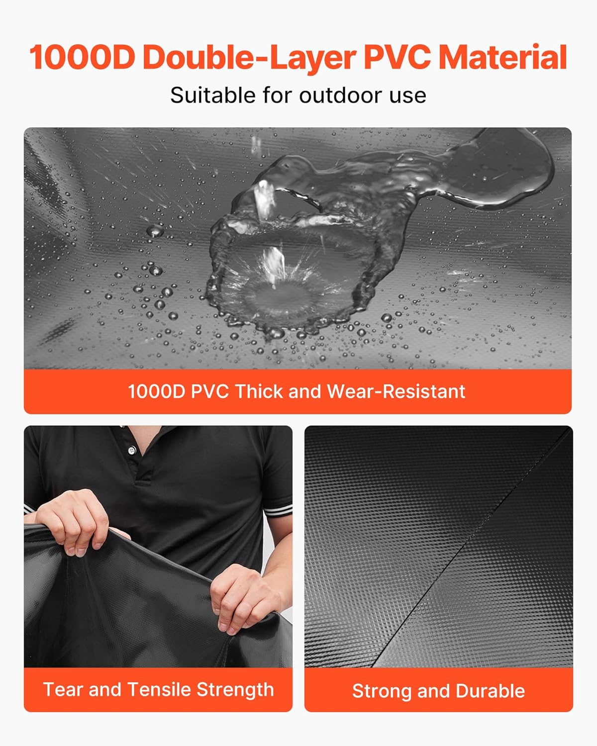 VEVOR Water Storage Bladder, 87 Gallon (330L) Water Storage Container Tank, 1000D PVC Large Capacity Soft Bag Bladder, Collapsible Portable for Garden Irrigation, Camping, RVs, Emergency Use - Black