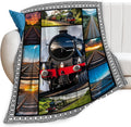 Steam Train Throw Blanket Train Print Throw Blankets Gifts for Couch Sofa Bed Stuff Decor Soft Cozy Fleece Plush Warm Flannel Bedding for Lover Men Women Boys Girls 60"x80"