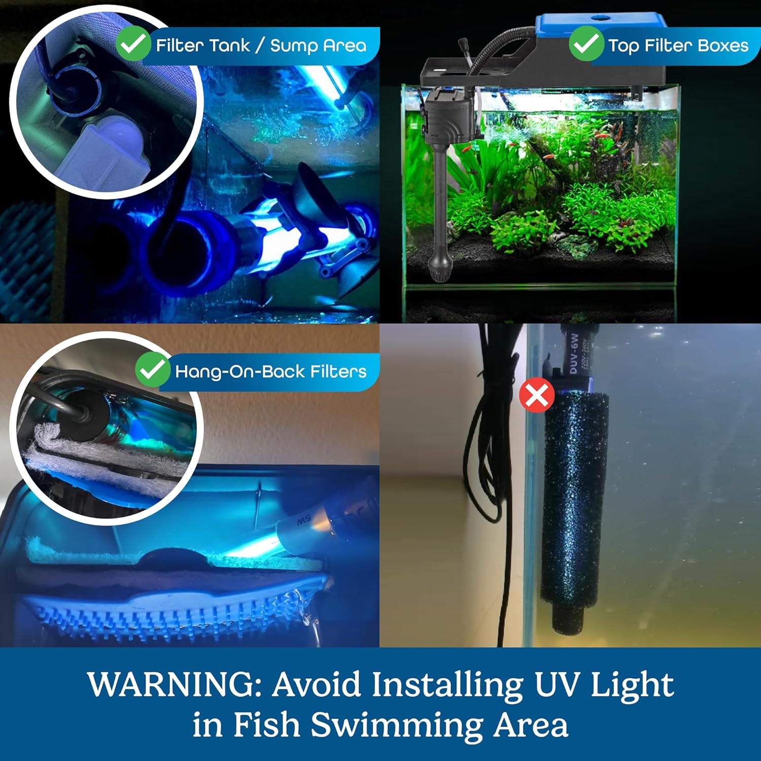 11W UV Sterilizer for Aquarium– UV-C Clean Light with a 9.84 ft Cord for Use in Filters, Sumps and Small Ponds |Clears Green Water, Removes Cloudiness & Promotes a Healthy Clear Tank for Fish & Plants