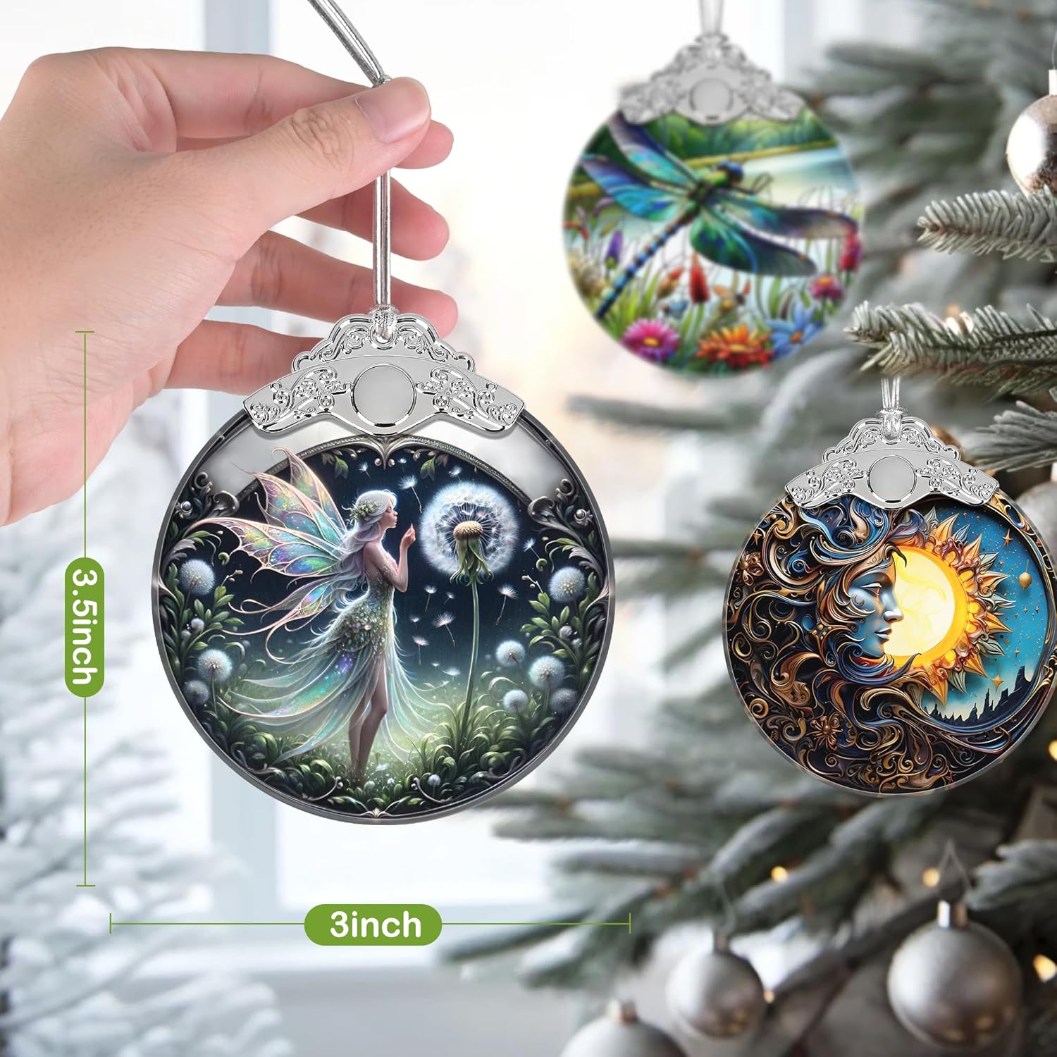 Christmas Ornament, 2025 Ornaments for Christmas Tree, Stained Glass Hanging Ornament, Holiday Ornaments, Unique Gift Idea - Fairy