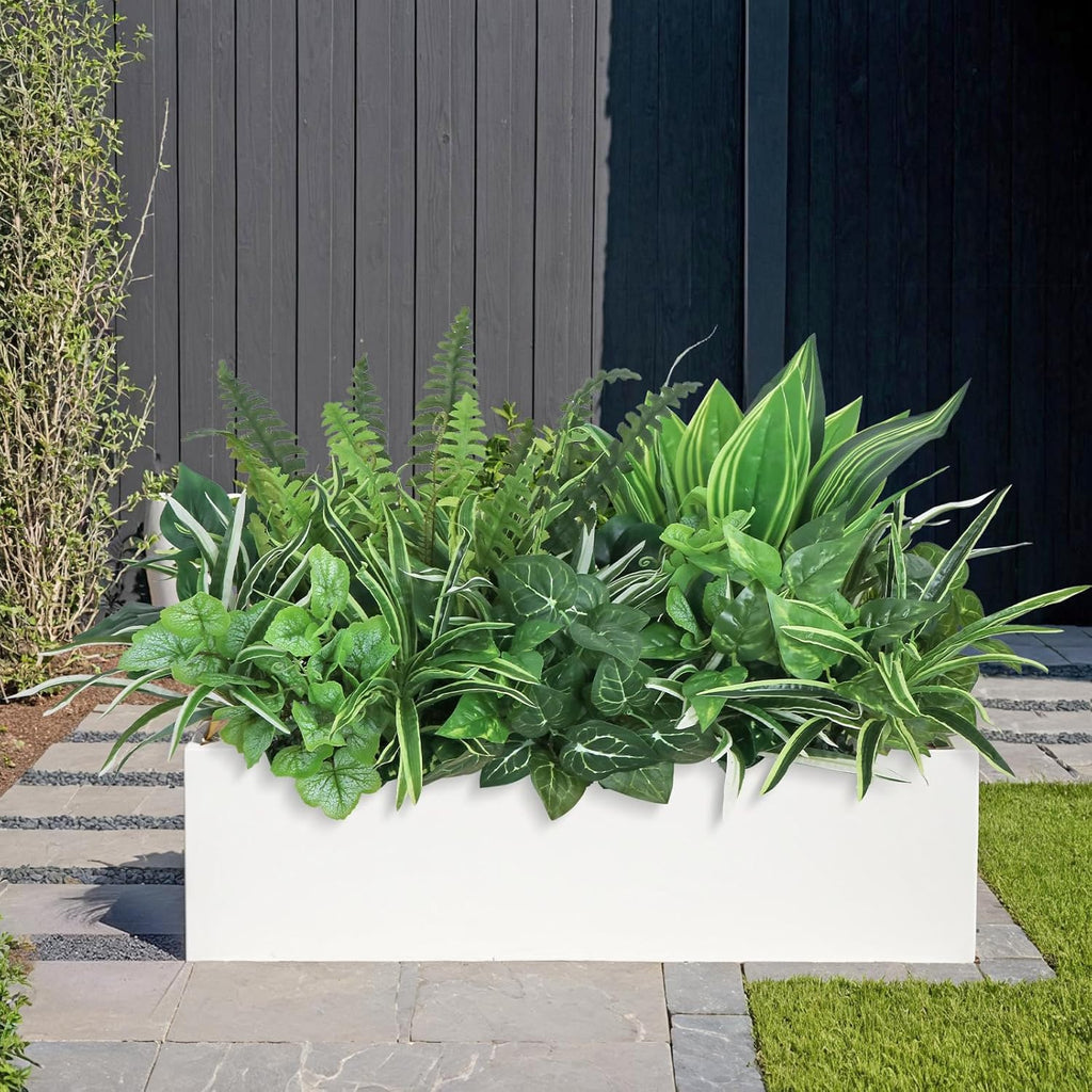 DEMIUKO 18PCS Artificial Plants Outdoor UV Resistant Fake Plants Stem Faux Greenery Plastic Plants Bushes for Garden Patio Porch Window Box Home Wedding Decor(Greenery, 18PCS)