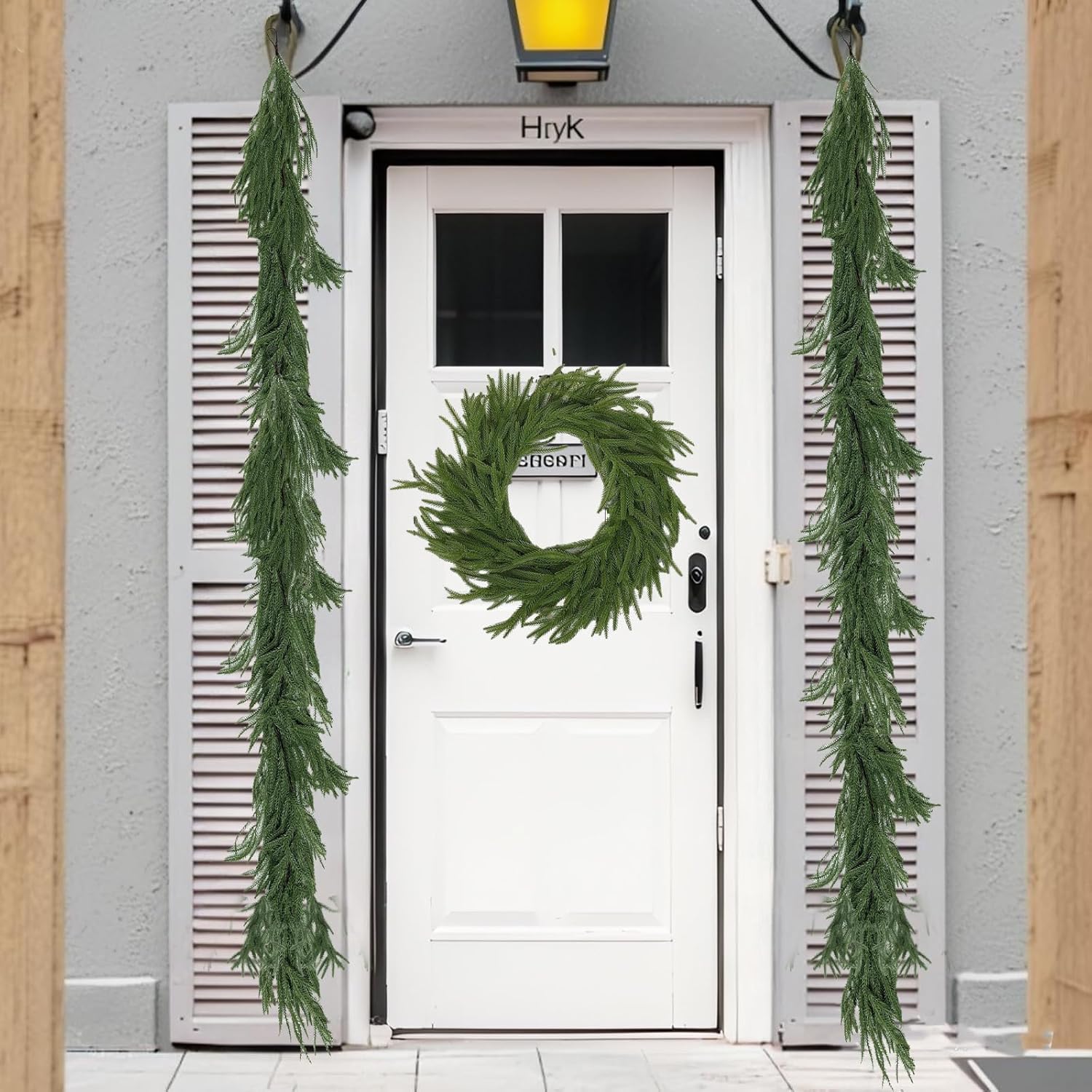 6FT Artificial Norfolk Pine Garlands for Christmas Decorations,Real Touch 2 PCS Winter Faux Greenery Garlands for Mantel Table Stair Fireplace Wall Holiday Indoor Outdoor Decor