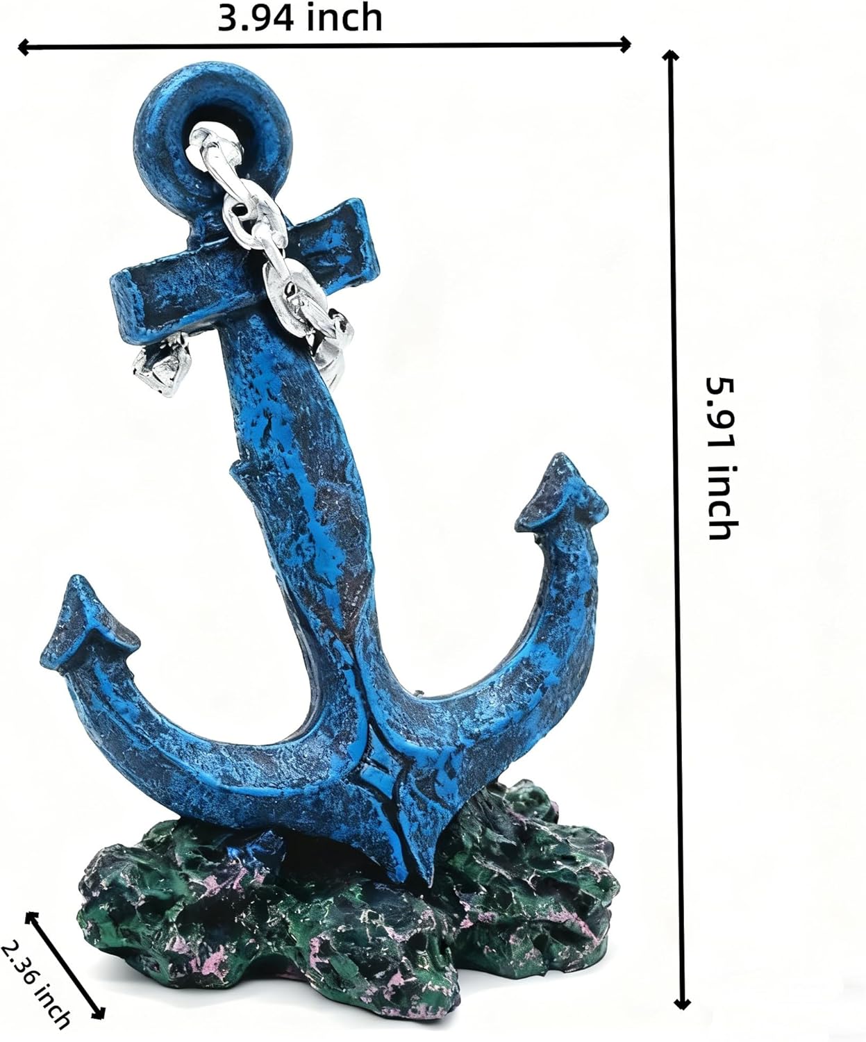 Aquarium Ship Anchor Decor, Realistic Resin Fish Tank Ornament, Perfect Underwater Decoration for Fresh/Saltwater Aquariums