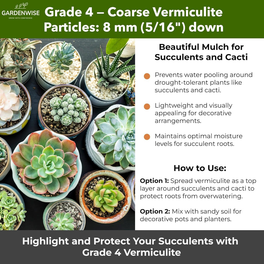 Organic Coarse Vermiculite for Indoor Gardening Plants and Mushrooms – Enhances Soil Aeration, Seed Germination, Rooting Cuttings – Small Packages and Bulk (Vermiculite Grade 4 – Coarse, 15 quarts)